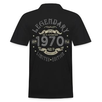 1970 Jubiläum legendär seit 1970 - Männer Poloshirt - Schwarz - Hinten - Kai (181cm)