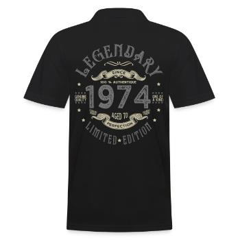 1974 Anniversary legendary since 1974 - Men's Polo Shirt - black - Back - Kai (181cm)