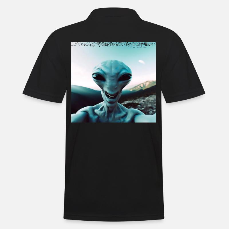 Alien Selfie in den Bergen - Männer Poloshirt - Schwarz
