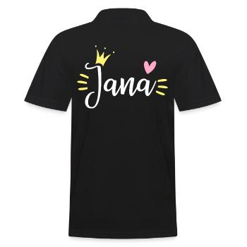 Jana Name Krone - Männer Poloshirt - Schwarz - Hinten - Kai (181cm)