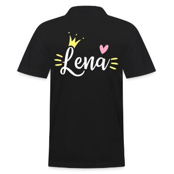 Lena Name Krone - Männer Poloshirt - Schwarz - Hinten - Kai (181cm)