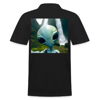 Alien Selfie - Neben dem Wasserfall - Männer Poloshirt - Schwarz - Hinten - Kai (181cm)