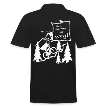 bin weg MTB fahren - Fahrradtour - Männer Poloshirt - Schwarz - Hinten - Kai (181cm)