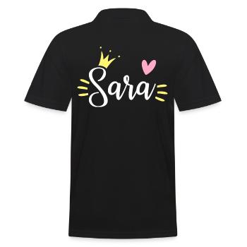 Sara Name Krone - Männer Poloshirt - Schwarz - Hinten - Kai (181cm)