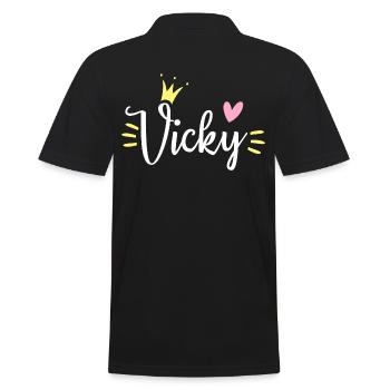 Vicky Name Krone - Männer Poloshirt - Schwarz - Hinten - Kai (181cm)