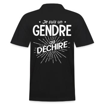 gendre qui déchire cadeau humour gendre beau fils - Polo Homme - noir - Dos - Kai (181cm)