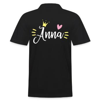 Anna Name Krone - Männer Poloshirt - Schwarz - Hinten - Kai (181cm)