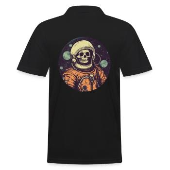 Gruseliges Skelett als Astronaut - Männer Poloshirt - Schwarz - Hinten - Kai (181cm)