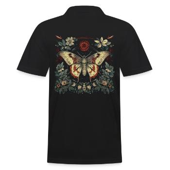 Mystical moth with magical herbarium - Men's Polo Shirt - black - Back - Kai (181cm)