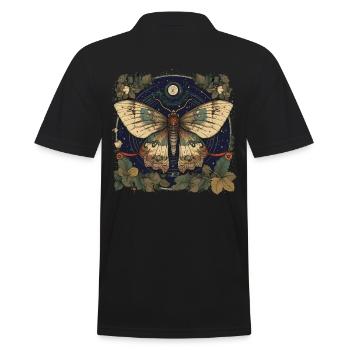 Mystical moth with magical herbarium - Men's Polo Shirt - black - Back - Kai (181cm)