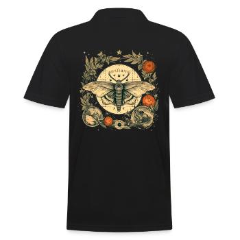 Mystical moth with magical herbarium and moons - Men's Polo Shirt - black - Back - Kai (181cm)