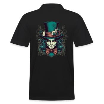 Creepy Hatter with Green Hair - Men's Polo Shirt - black - Back - Kai (181cm)
