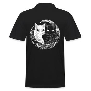 Chats Yin et Yang, blancs et noirs avec des motifs - Polo Homme - noir - Dos - Kai (181cm)