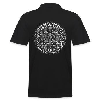 Flower of Life - Blume des Lebens Ink Sketch - Männer Poloshirt - Schwarz - Hinten - Kai (181cm)
