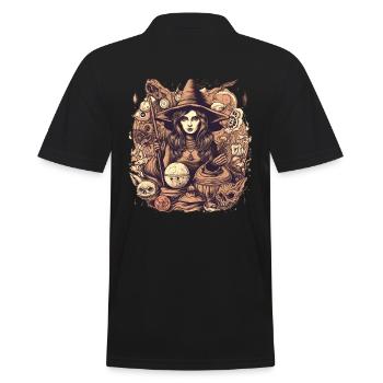 Belle sorcière sombre avec chapeau et crâne - Polo Homme - noir - Dos - Kai (181cm)