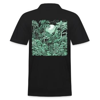 Jungle Motiv Hellgrün - Männer Poloshirt - Schwarz - Hinten - Kai (181cm)