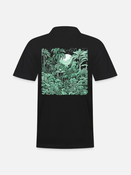 Jungle motif light green - Men's Polo Shirt - black