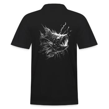 Frogfish, deep-sea fish in white on black - Men's Polo Shirt - black - Back - Kai (181cm)