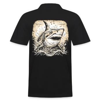 Cool retro shark just jumping out of the water - Men's Polo Shirt - black - Back - Kai (181cm)