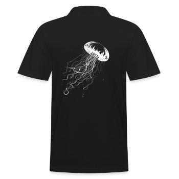 Méduse blanc sur noir - Motif Méduse - Polo Homme - noir - Dos - Kai (181cm)