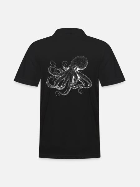 Zarter Oktopus Kraken Illustration in weiß - Männer Poloshirt - Schwarz