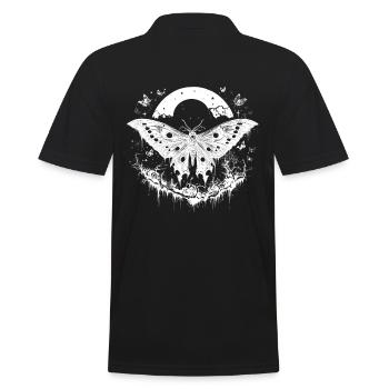Mystische Motte mit magischem Mustern - Männer Poloshirt - Schwarz - Hinten - Kai (181cm)