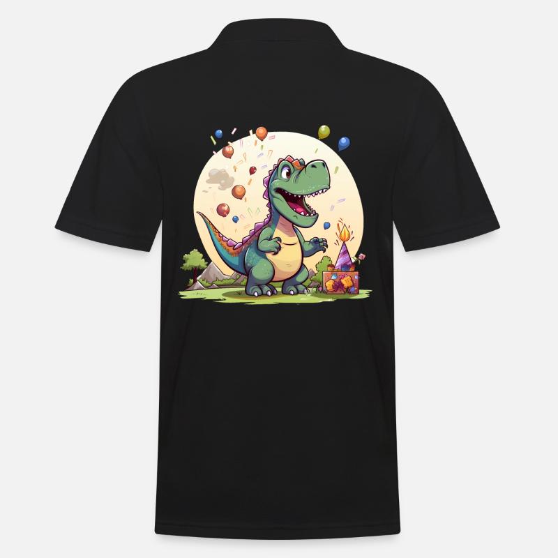 Cooles buntes Dinosaurier Motiv - T-Rex - Männer Poloshirt - Schwarz