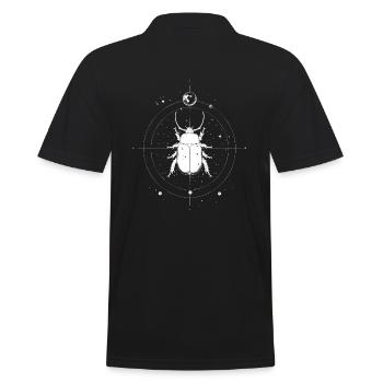 Kaefer im Weltall mit Mond und Sternen - Männer Poloshirt - Schwarz - Hinten - Kai (181cm)