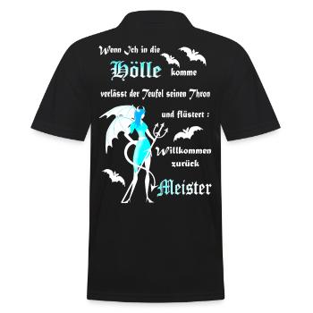 Hölle Teufel Satan Dämon gefallener Engel. - Männer Poloshirt - Schwarz - Hinten - Kai (181cm)