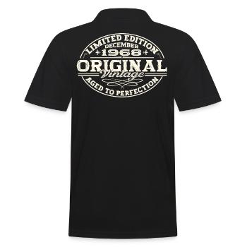 Original December 1968 54th Birthday Gift - Men's Polo Shirt - black - Back - Kai (181cm)