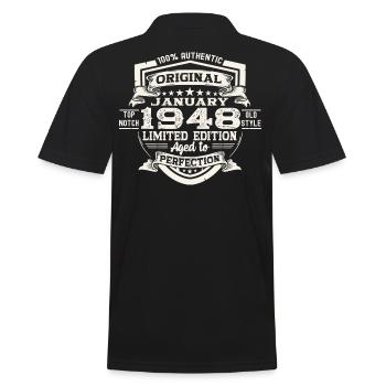 Né en 1948 Janvier 75e anniversaire Homme cadeau - Polo Homme - noir - Dos - Kai (181cm)