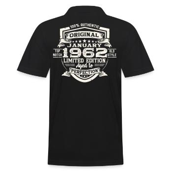 Born 1962 January 61st birthday Gift man - Men's Polo Shirt - black - Back - Kai (181cm)