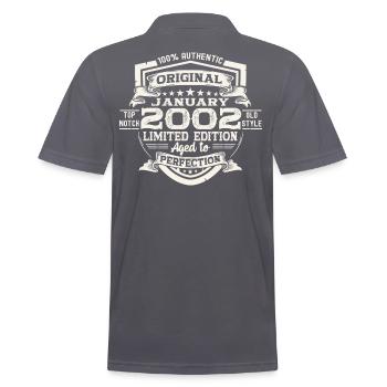 Année 2002 21e janvier cadeau d’anniversaire homme - Polo Homme - charbon - Dos - Nico (186cm)