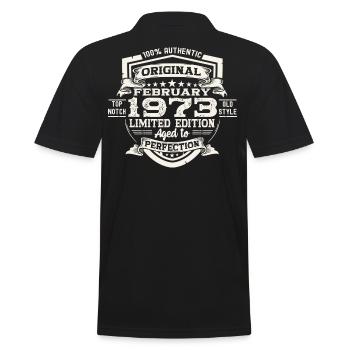 February born 1973 50th birthday gift man - Men's Polo Shirt - black - Back - Kai (181cm)