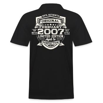February vintage 2007 16th birthday gift man - Men's Polo Shirt - black - Back - Kai (181cm)