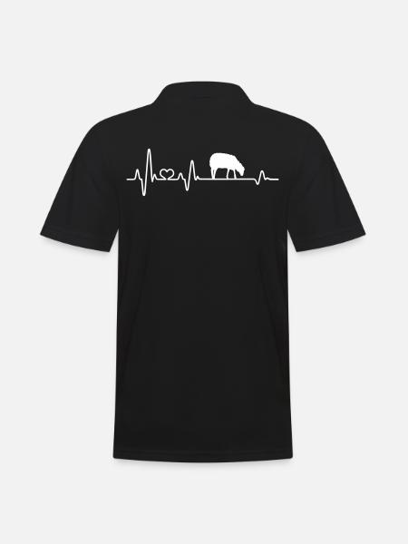 Schaf Herzschlag Schäfer Geschenkidee Liebe Schafe - Männer Poloshirt - Schwarz