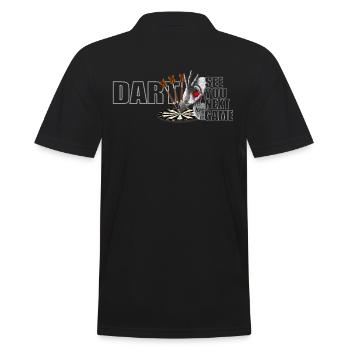 Dart Skull See You Next Game, Dartdesign Darts - Men's Polo Shirt - black - Back - Kai (181cm)