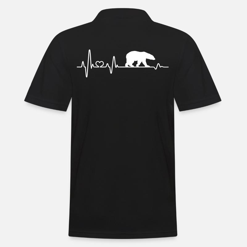 Herzschlag Eisbär Bär EKG Nordpol Eis Klimawandel - Männer Poloshirt - Schwarz