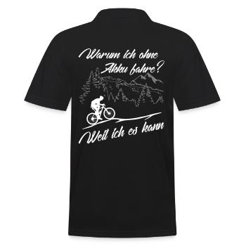 MTB - ohne Akku - weil ich es kann - Männer Poloshirt - Schwarz - Hinten - Kai (181cm)