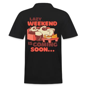 Lazy Weekend, Panda Sloth on Sofa, Relax - Men's Polo Shirt - black - Back - Kai (181cm)
