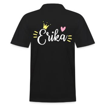 Erika Name Krone - Männer Poloshirt - Schwarz - Hinten - Kai (181cm)