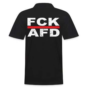 FCK AFD - Männer Poloshirt - Schwarz - Hinten - Kai (181cm)