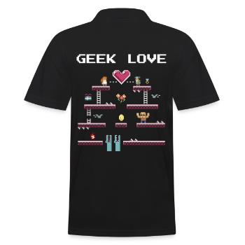 Geek Love Retro Pixel - Männer Poloshirt - Schwarz - Hinten - Kai (181cm)