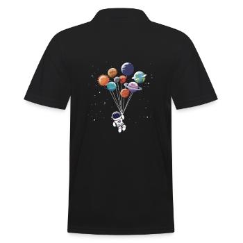 planet balloon - Männer Poloshirt - Schwarz - Hinten - Kai (181cm)