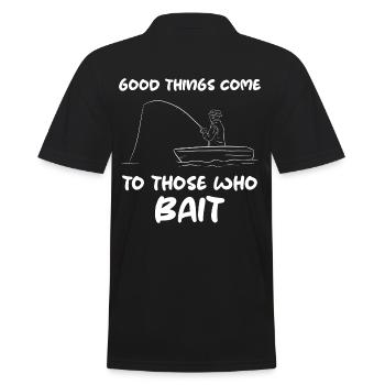Good Things Come To Those Who Bait Angler - Men's Polo Shirt - black - Back - Kai (181cm)