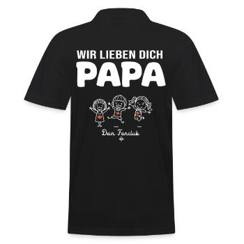 Wir lieben dich Papa dein Fanclub 3 Kinder - Männer Poloshirt - Schwarz - Hinten - Kai (181cm)