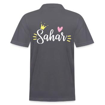 Couronne de nom Sahar - Polo Homme - charbon - Dos - Nico (186cm)