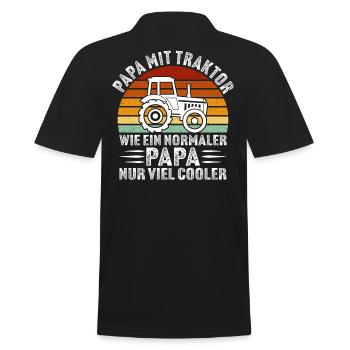 papa mit traktor Geschenk für vater bauer - Männer Poloshirt - Schwarz - Hinten - Kai (181cm)