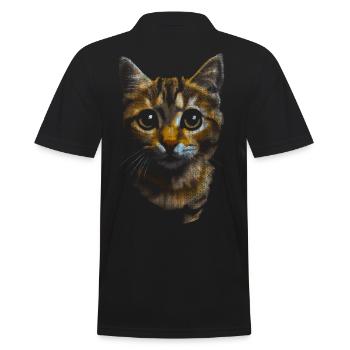 Süße kleine Katze Tiger - Männer Poloshirt - Schwarz - Hinten - Kai (181cm)