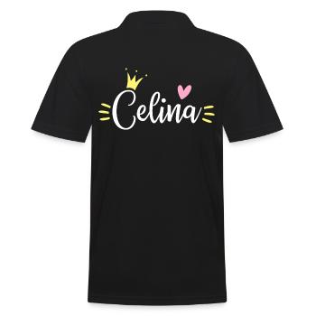 Celina Name Krone - Männer Poloshirt - Schwarz - Hinten - Kai (181cm)